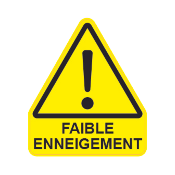 Panneau Triangle DIBOND Danger ! Texte "Faible enneigement" TRI-DIB145-TXB